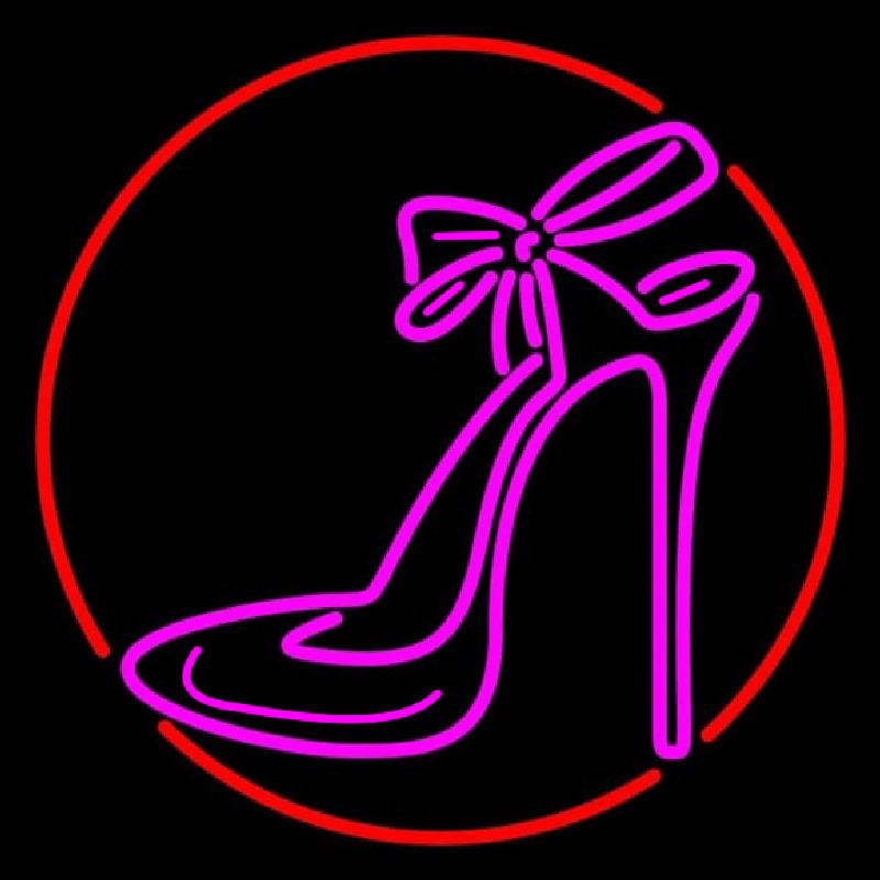 Pink High Heels With Ribbon Leuchtreklame