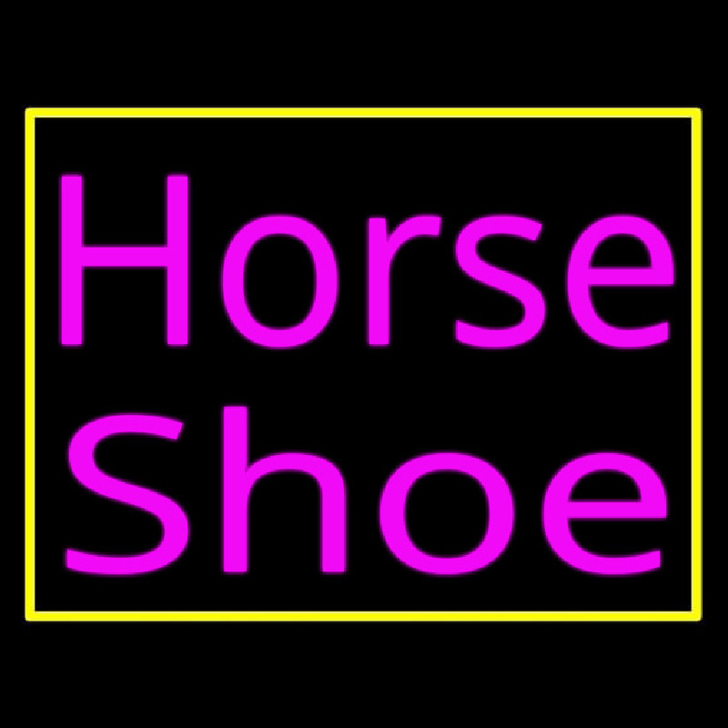 Pink Horse Shoe With Border Leuchtreklame