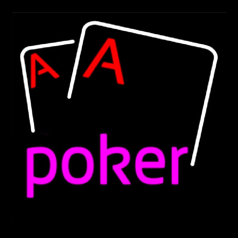 Pink Poker With Cards Leuchtreklame