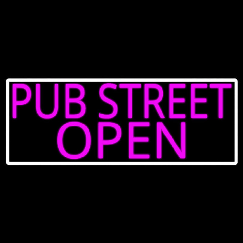 Pink Pub Street Open With White Border Leuchtreklame