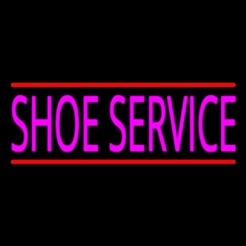 Pink Shoe Service With Line Leuchtreklame