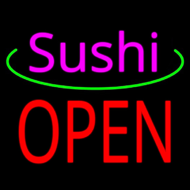 Pink Sushi Block Open Leuchtreklame