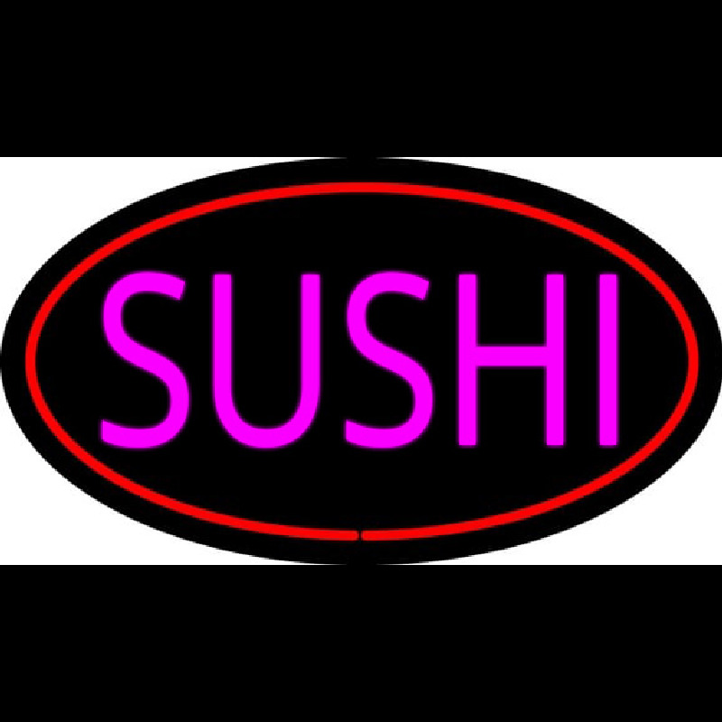 Pink Sushi Oval Red Leuchtreklame