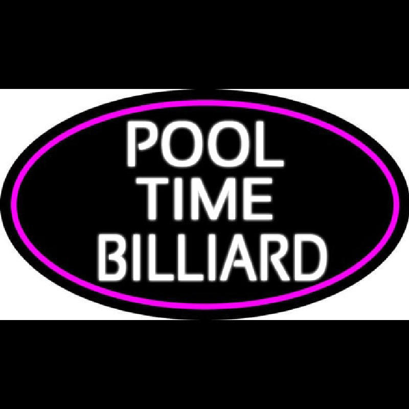 Pool Time Billiard Oval With Pink Border Leuchtreklame