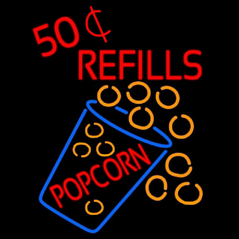 Popcorn Refills Leuchtreklame