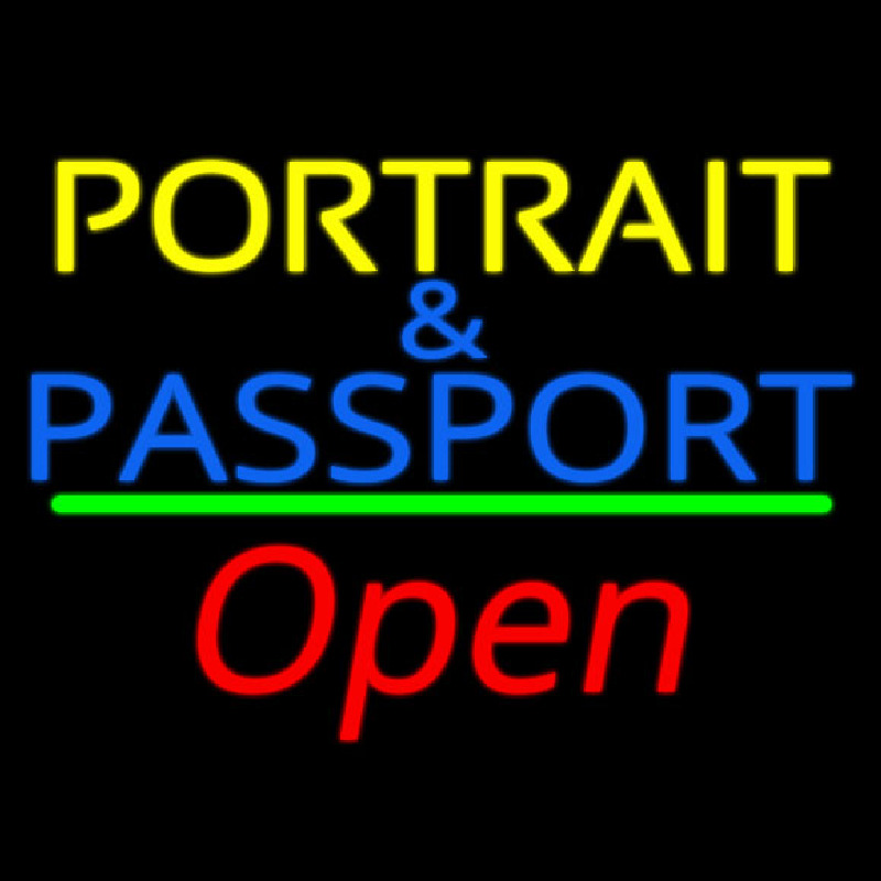 Portrait And Passport With Open 2 Leuchtreklame