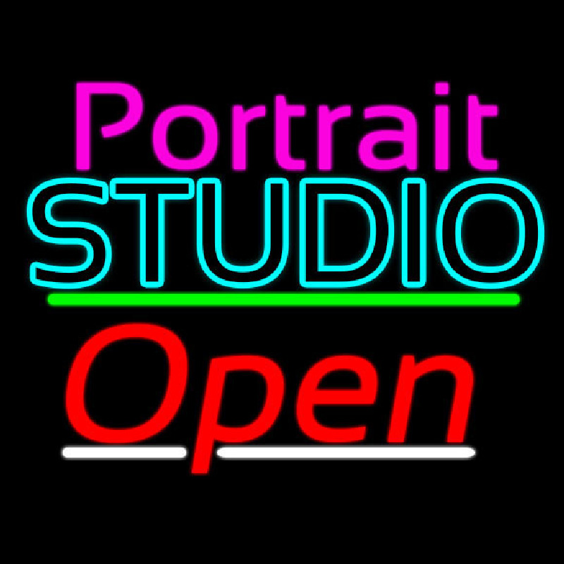 Portrait Studio Open 3 Leuchtreklame