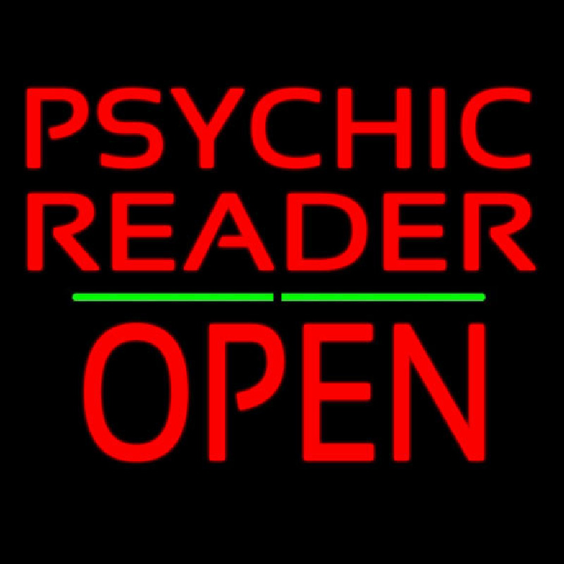 Psychic Reader Block Open Block Green Line Leuchtreklame