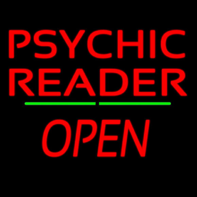 Psychic Reader Green Line Open Leuchtreklame