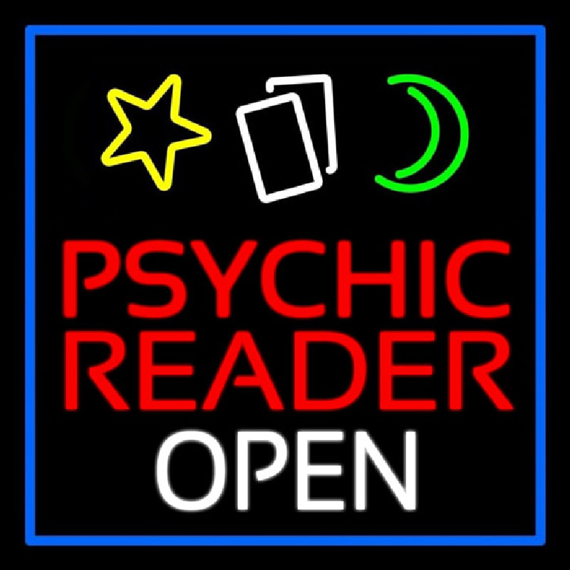 Psychic Reader Open Block Blue Border Leuchtreklame