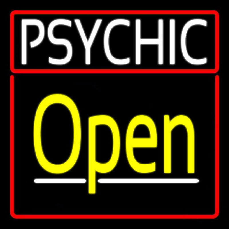 Psychic Red Border Yellow Open Leuchtreklame