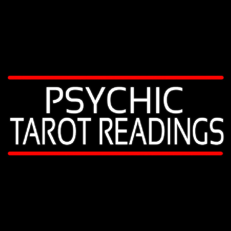 Psychic Tarot Readings Block With Red Line Leuchtreklame