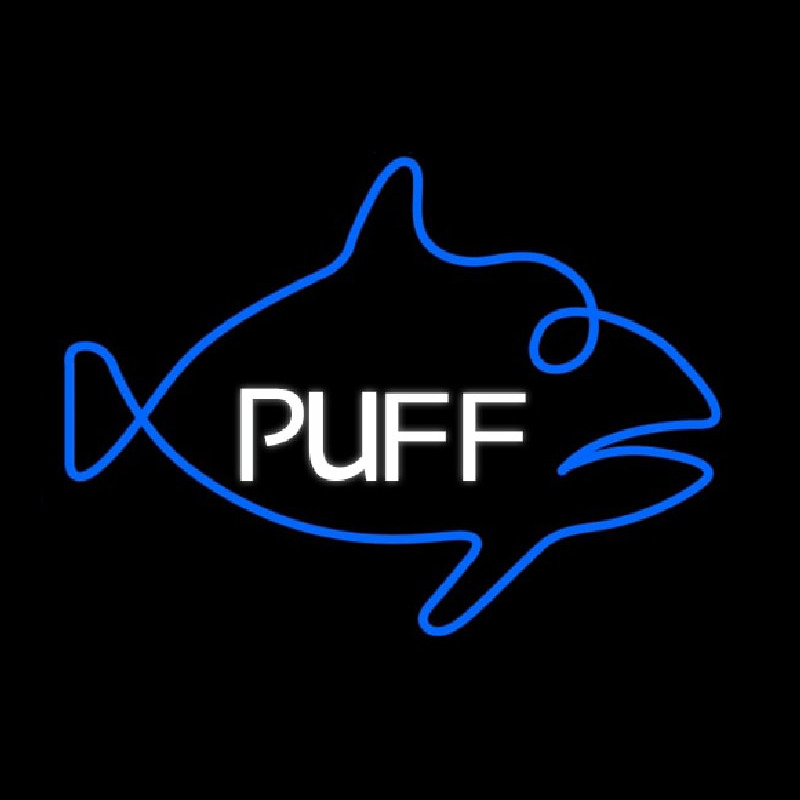 Puff Blue Fish Leuchtreklame