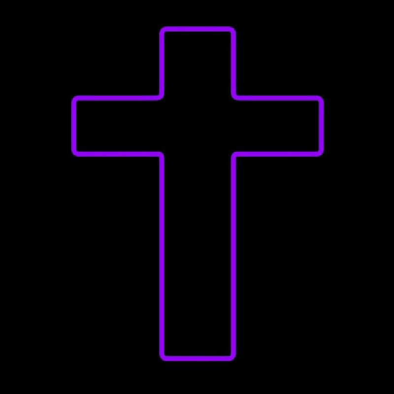 Purple Christian Cross Leuchtreklame