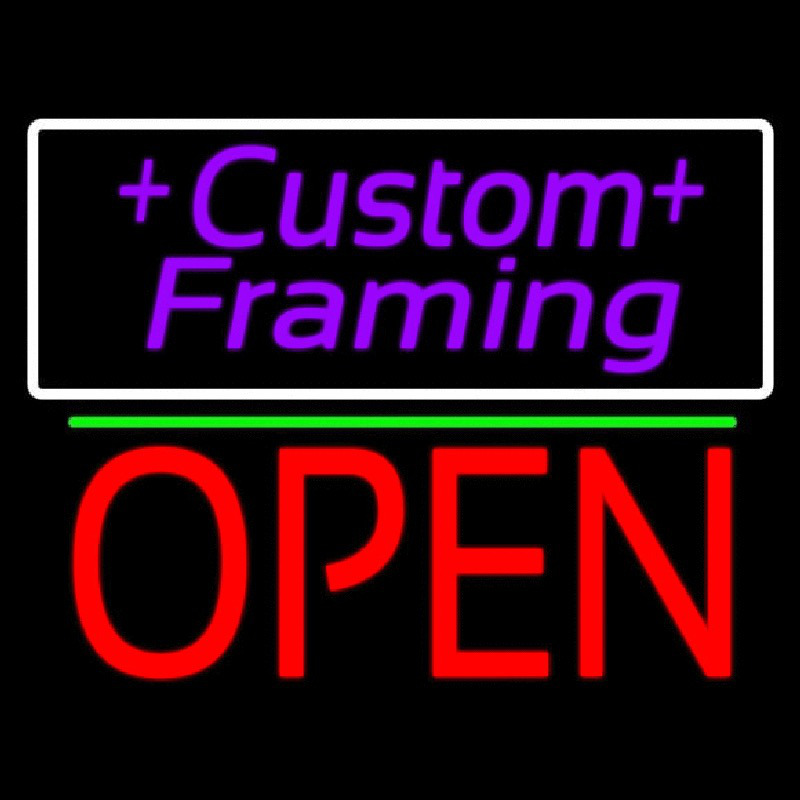 Purple Custom Framing With Open 1 Leuchtreklame