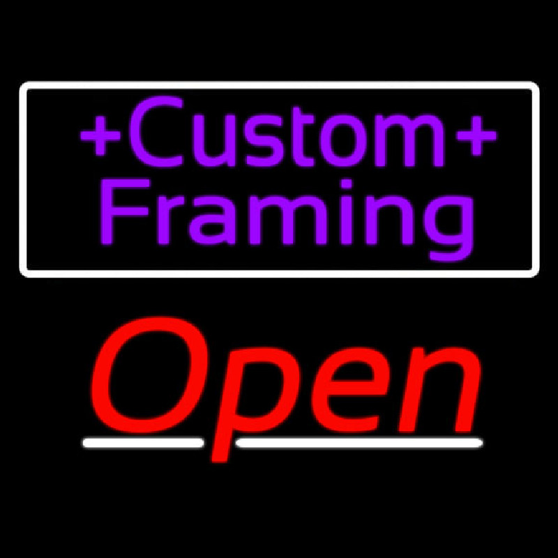Purple Custom Framing With Open 3 Leuchtreklame