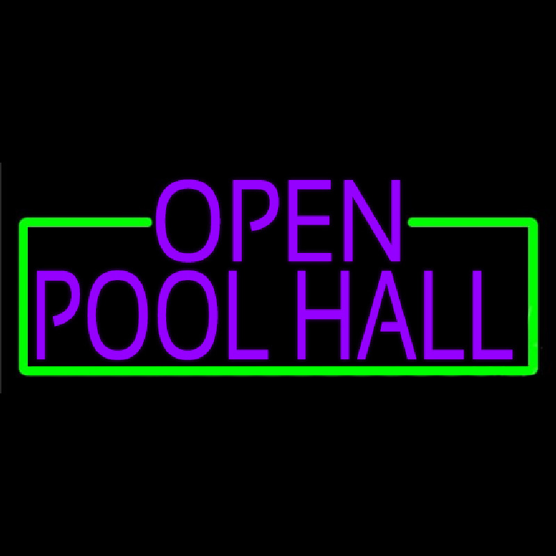 Purple Open Pool Hall With Green Border Leuchtreklame