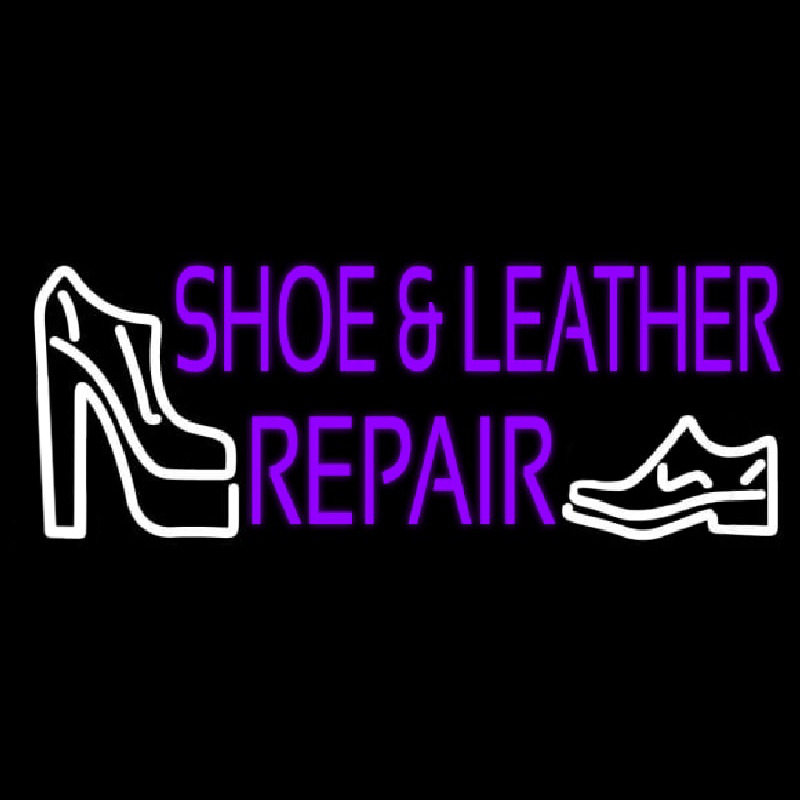Purple Shoe And Leather Repair Leuchtreklame
