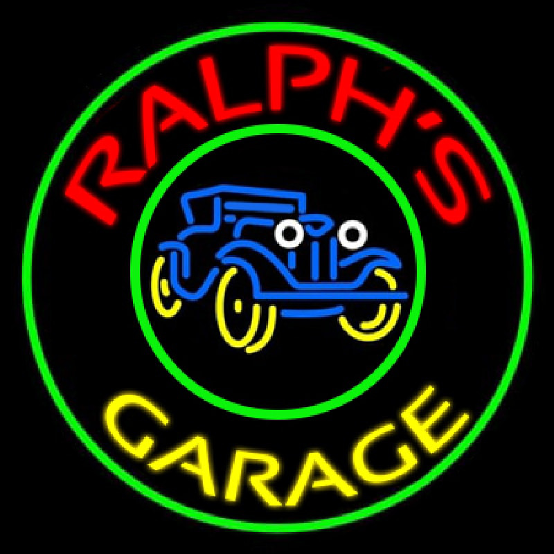 Ralphs Garage Jeep Logo Leuchtreklame