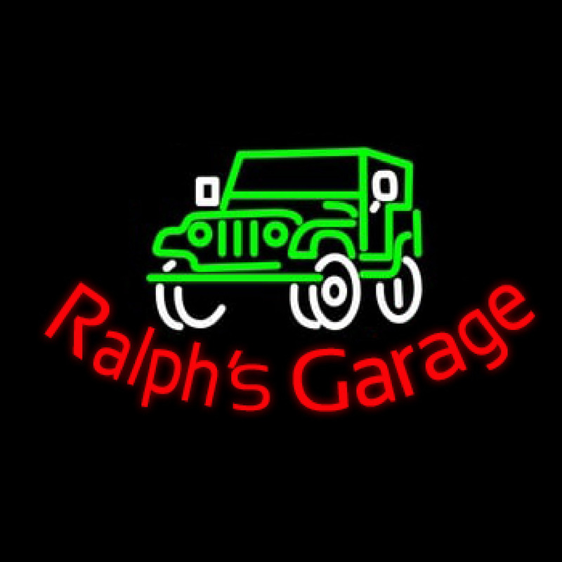 Ralphs Garage Jeep Logo Leuchtreklame