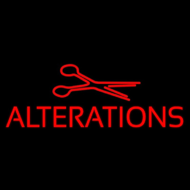 Red Alteration With Scissor Leuchtreklame