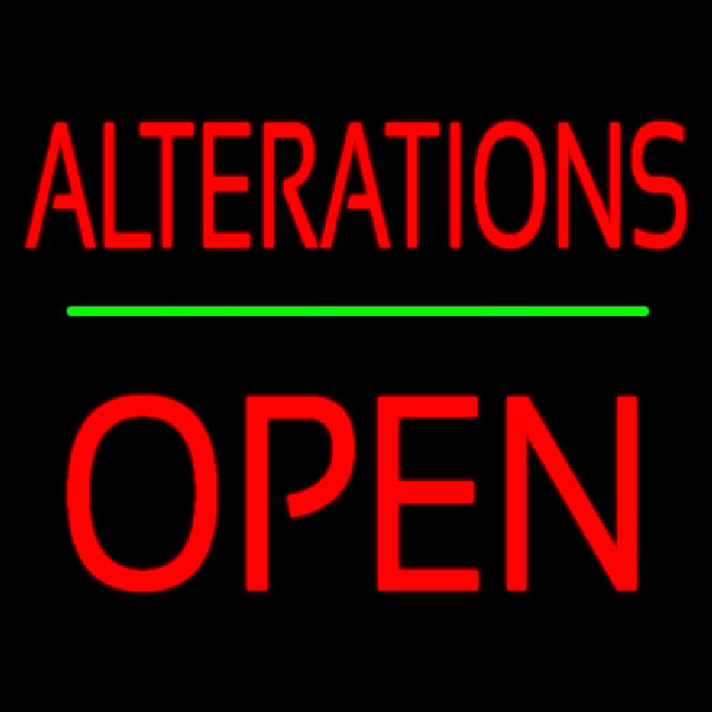 Red Alterations Block Open Leuchtreklame