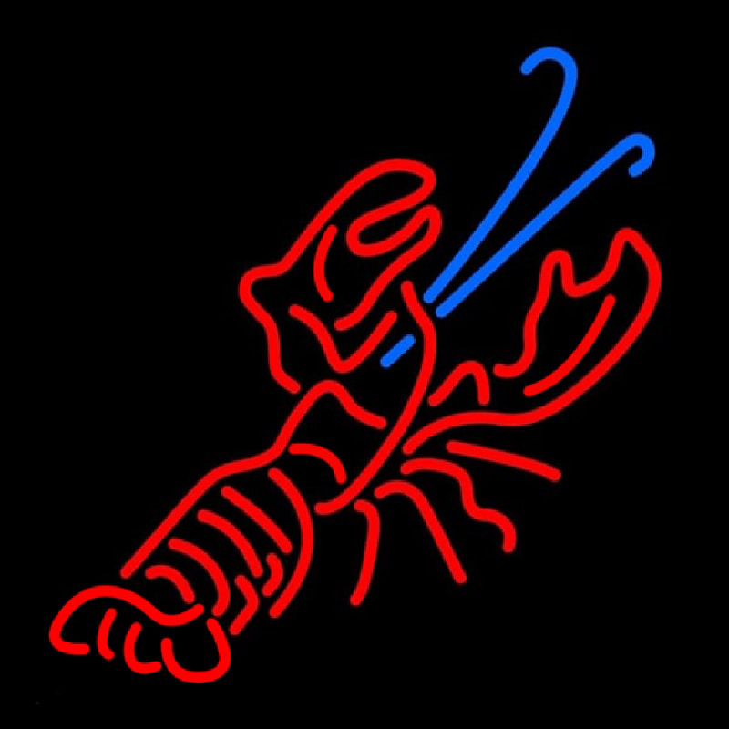 Red And Blue Lobster Logo Leuchtreklame