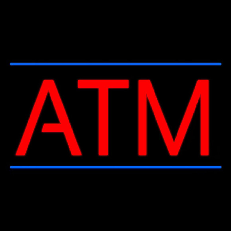 Red Atm Blue Lines Leuchtreklame