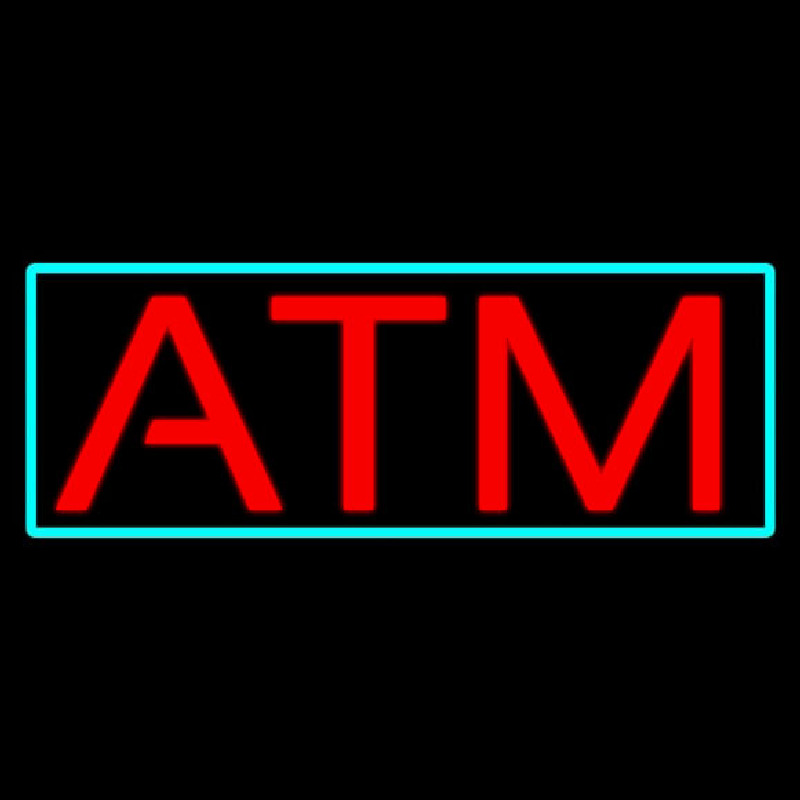 Red Atm With Light Blue Border Leuchtreklame