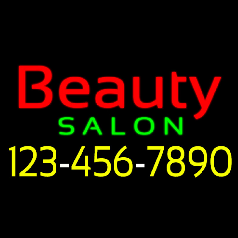Red Beauty Salon With Phone Number Leuchtreklame