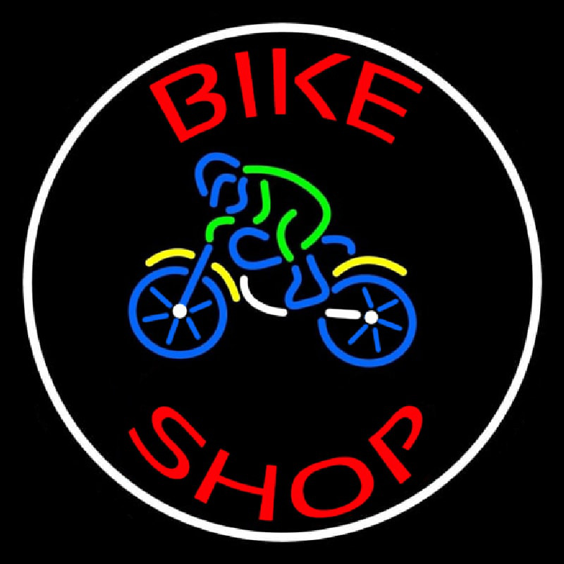 Red Bike Shop With Logo Leuchtreklame