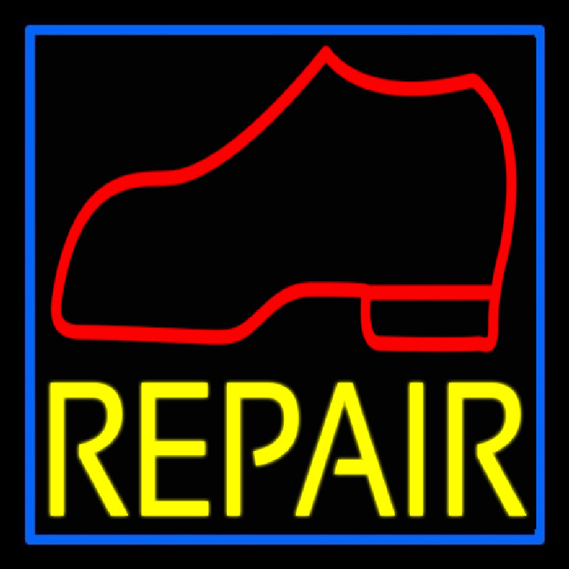 Red Boot Yellow Repair Leuchtreklame