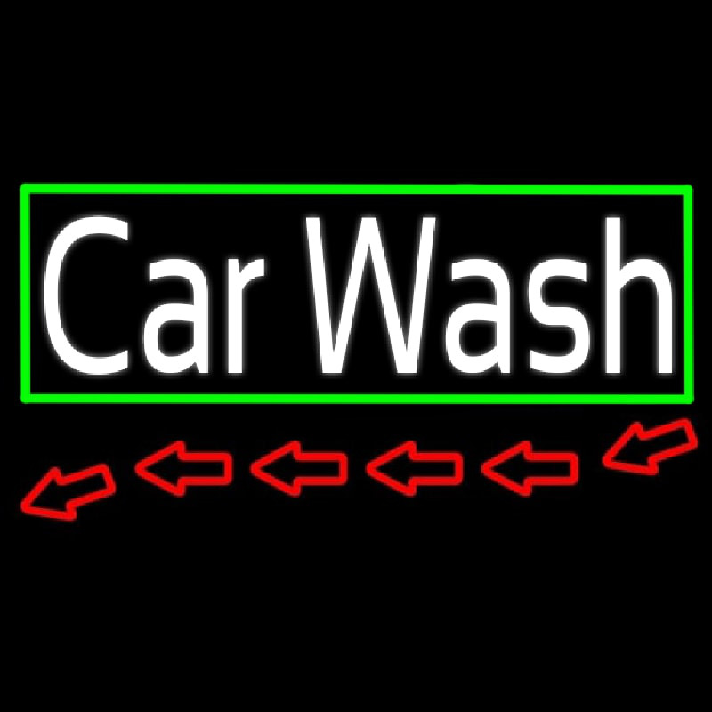 Red Car Wash With Border Leuchtreklame