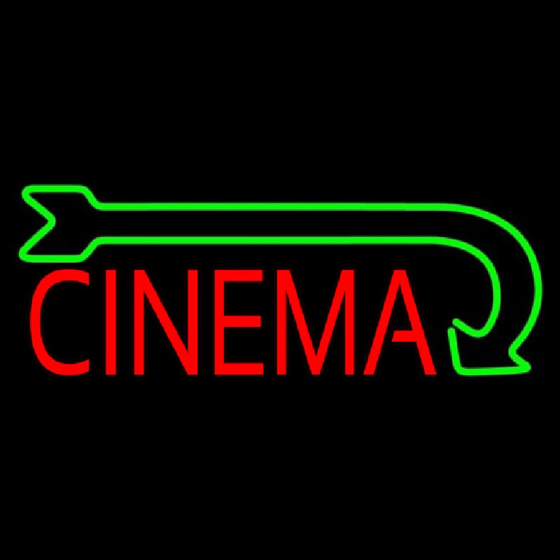 Red Cinema With Green Arrow Leuchtreklame