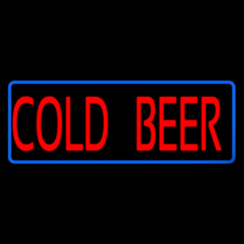 Red Cold Beer With Blue Border Leuchtreklame