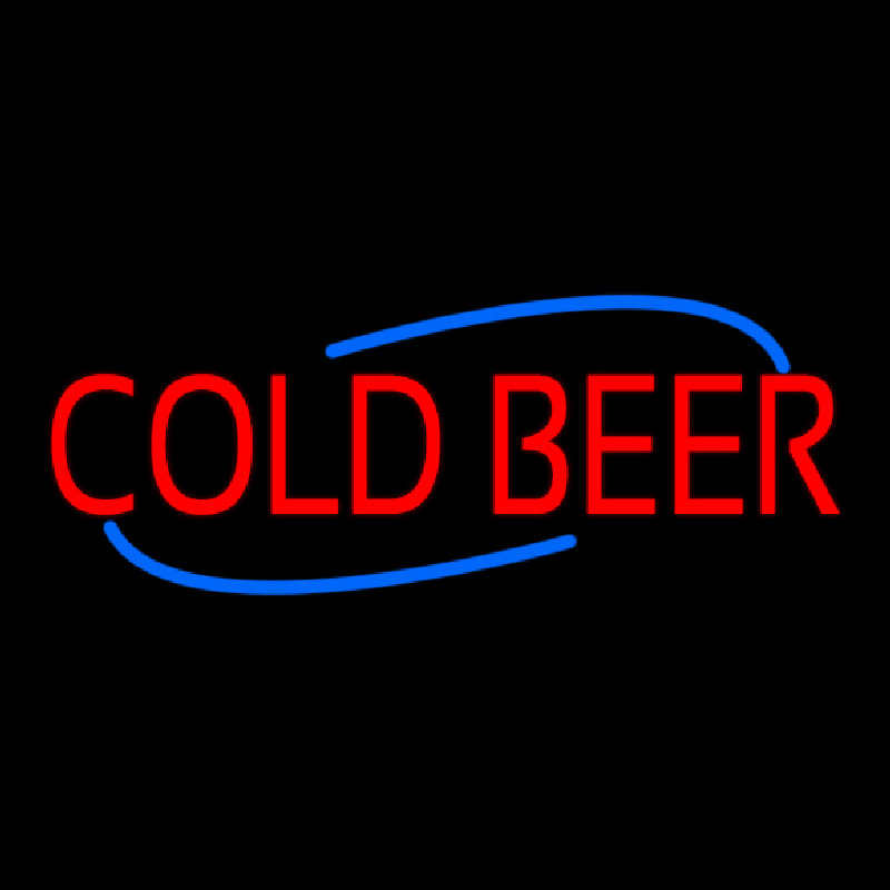Red Cold Beer With Blue Border With Blue Line Leuchtreklame