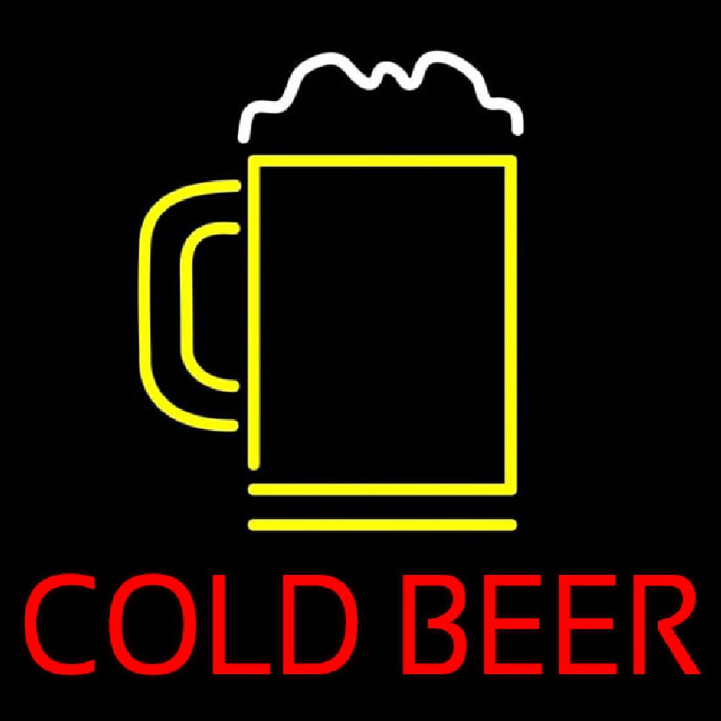 Red Cold Beer With Yellow Mug Leuchtreklame