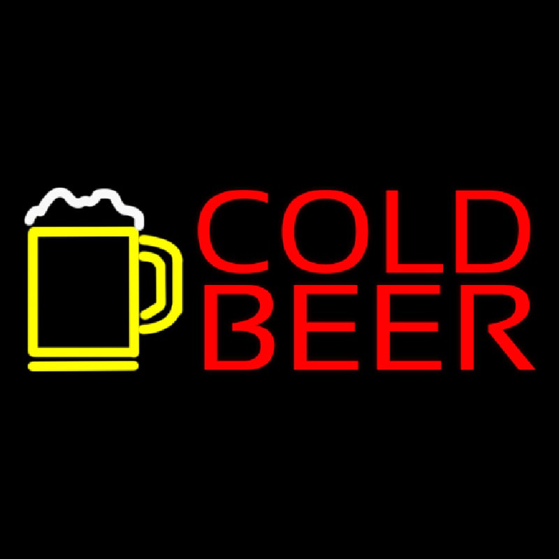 Red Cold Beer With Yellow Mug Leuchtreklame