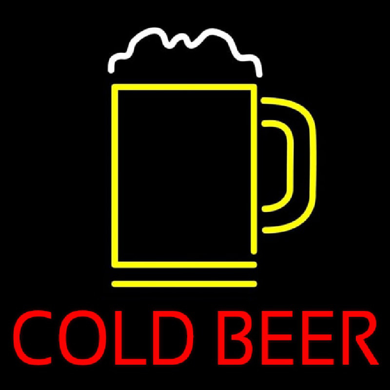 Red Cold Beer With Yellow Mug Real Neon Glass Tube Leuchtreklame