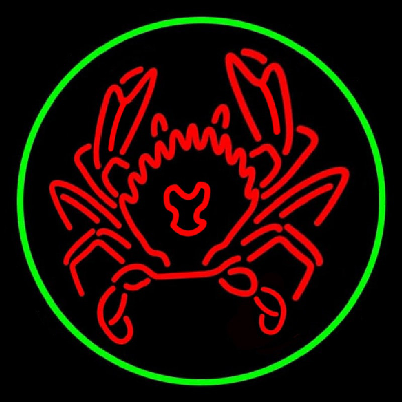 Red Crab Green Circle Leuchtreklame