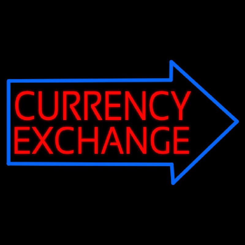 Red Currency E change With Arrow Leuchtreklame