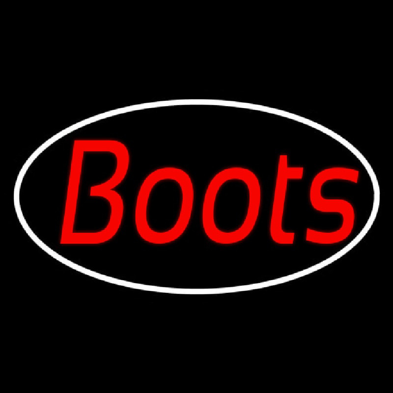Red Cursive Boots Leuchtreklame