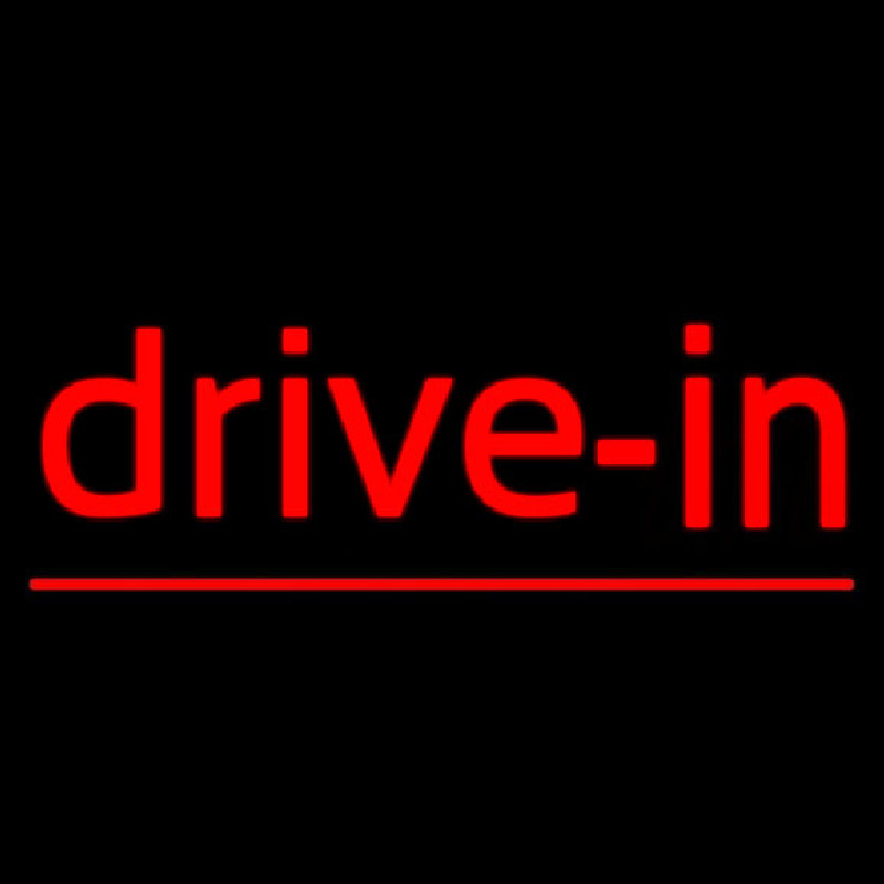 Red Cursive Drive In Leuchtreklame