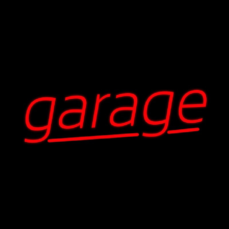 Red Cursive Garage Leuchtreklame