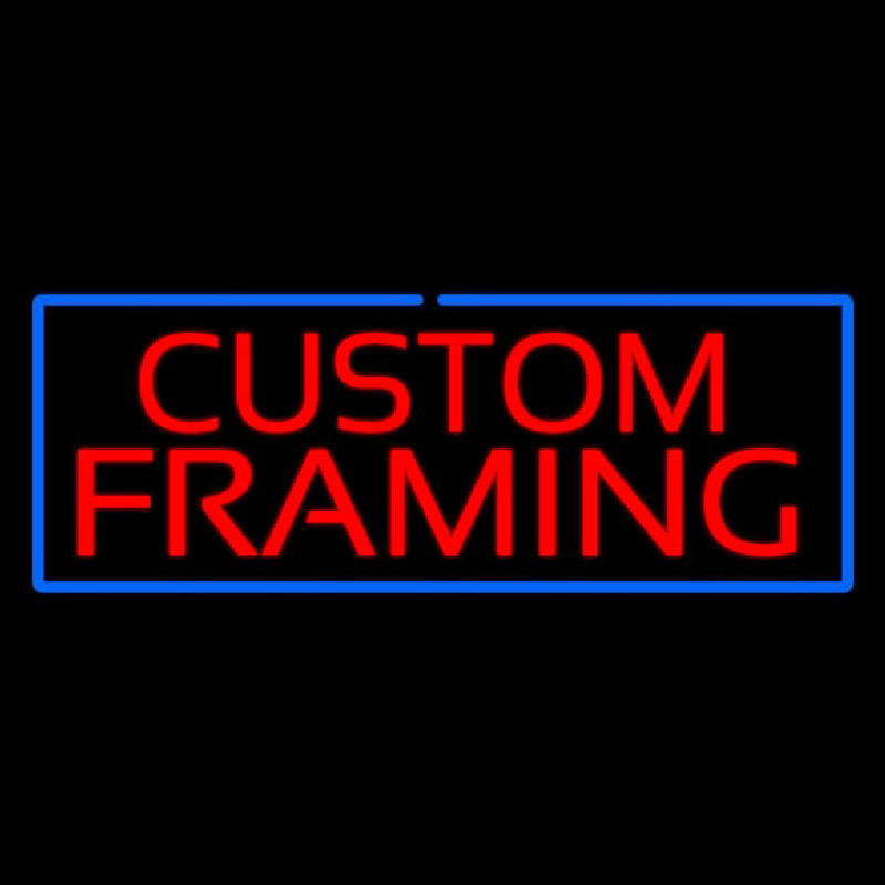 Red Custom Framing Blue Border Leuchtreklame