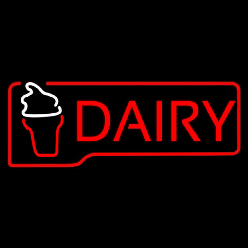 Red Dairy With Logo Leuchtreklame