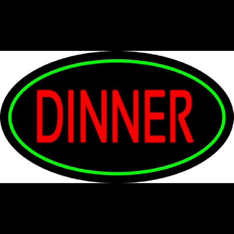 Red Dinner Oval Green Leuchtreklame