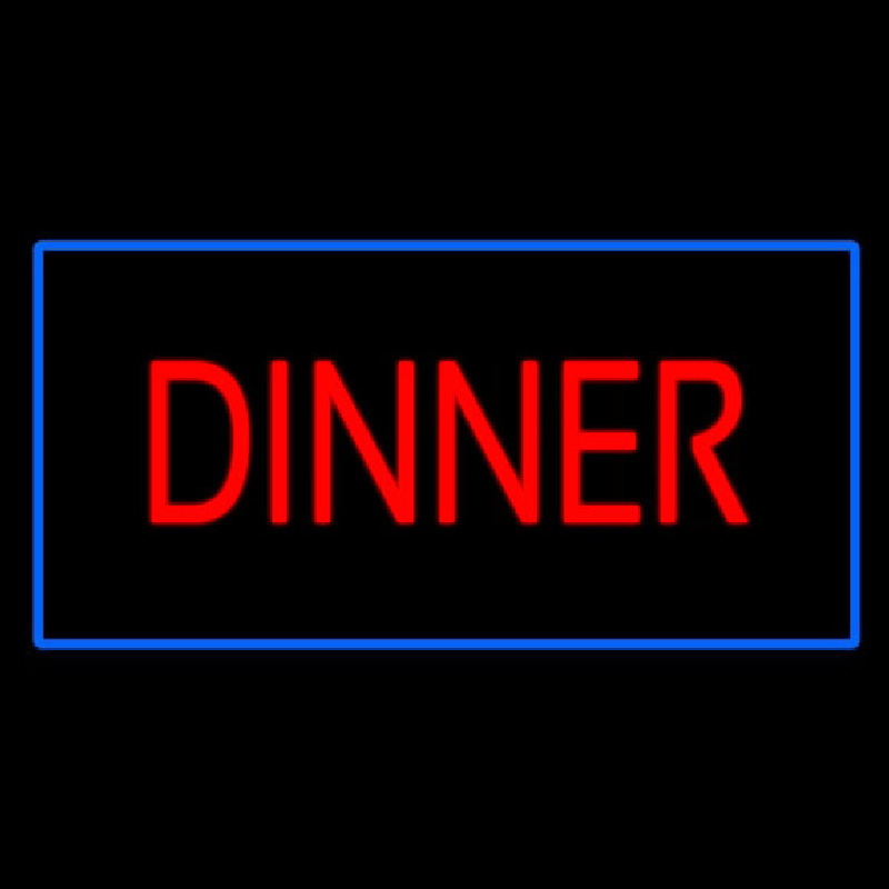 Red Dinner Rectangle Blue Leuchtreklame