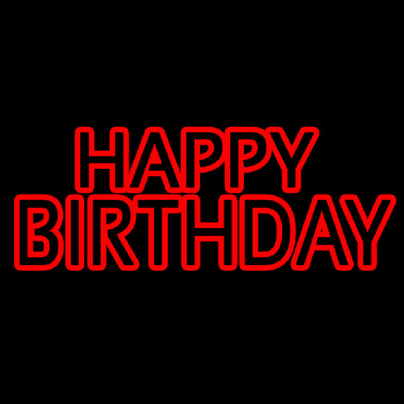 Red Double Stroke Happy Birthday Leuchtreklame