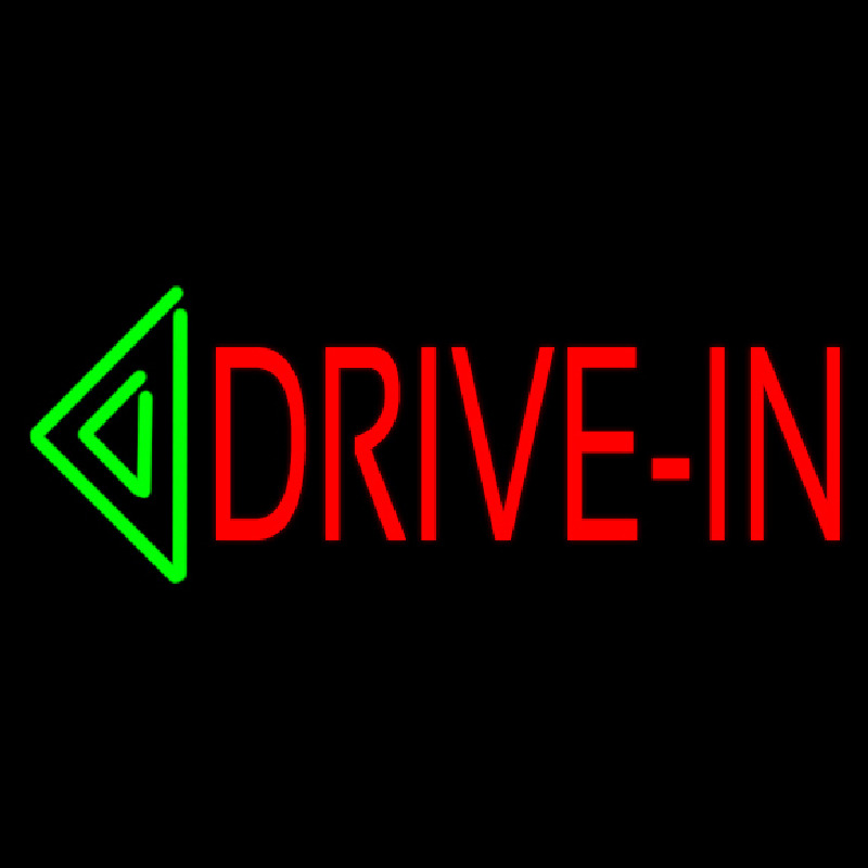 Red Drive In Green Arrow Block Leuchtreklame